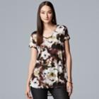 Women's Simply Vera Vera Wang Printed V-neck Tee, Size: Xxl, Grey