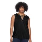 Plus Size Rock & Republic&reg; Studded V-neck Tee, Women's, Size: 0x, Black