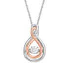 Diamonluxe, Floating 3/8 Carat T.w. Simulated Diamond Two Tone Sterling Silver Double Infinity Pendant Necklace, Women's, White