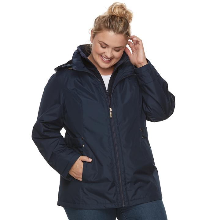 Plus Size D.e.t.a.i.l.s Hooded Anorak Jacket, Women's, Size: 2xl, Blue