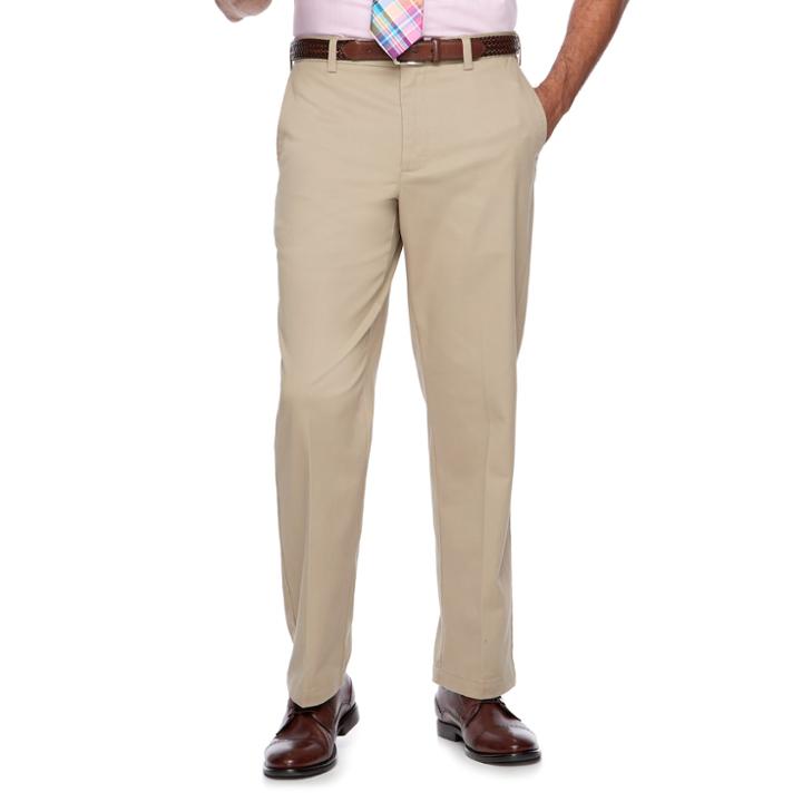 Men's Croft & Barrow&reg; Classic-fit Easy-care Stretch Flat-front Pants, Size: 32x30, Dark Beige
