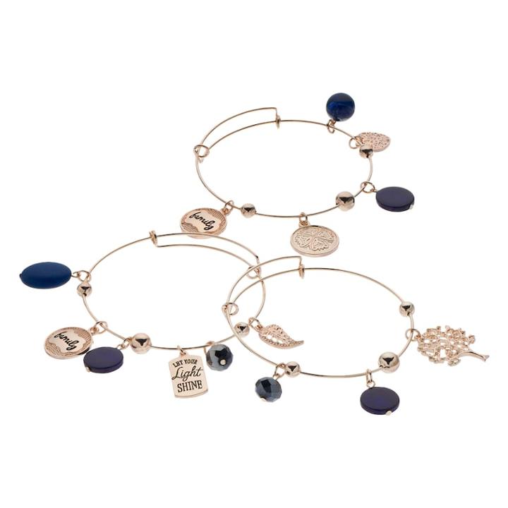 Family Tree Bangle Bracelet Set, Women's, Blue