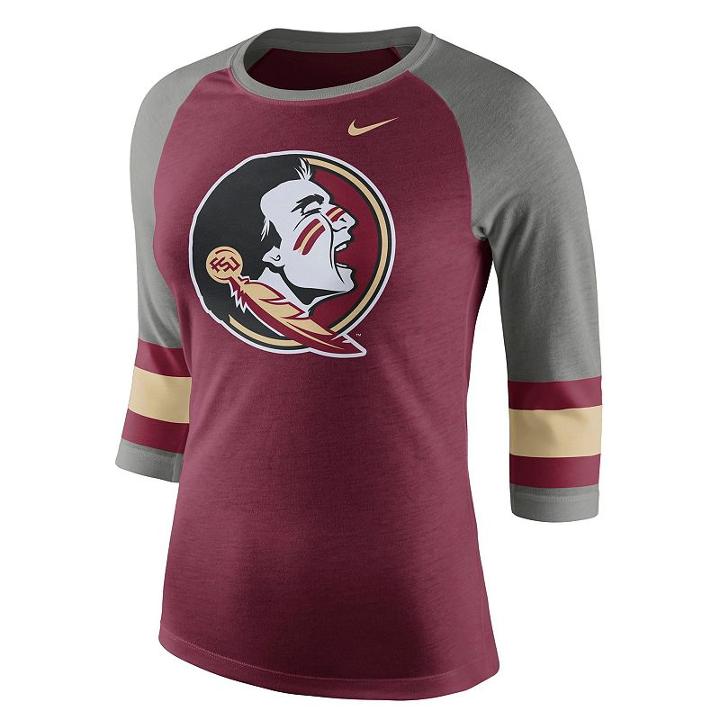 Women's Nike Florida State Seminoles Striped Sleeve Tee, Size: Xl, Red