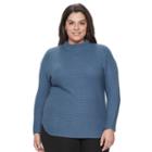 Plus Size Croft & Barrow&reg; Drop-shoulder Mockneck Sweater, Women's, Size: 2xl, Dark Blue