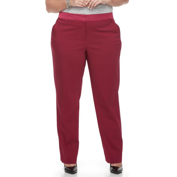 Plus Size Apt. 9&reg; Torie Satin Waist Straight-leg Pants, Women's, Size: 22 W, Red