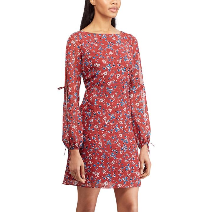 Women's Chaps Print Open Sleeve A-line Dress, Size: 4, Red