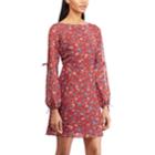 Women's Chaps Print Open Sleeve A-line Dress, Size: 4, Red