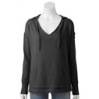 Women's Sonoma Goods For Life&trade; Slubbed French Terry V-neck Hoodie, Size: Xs, Black