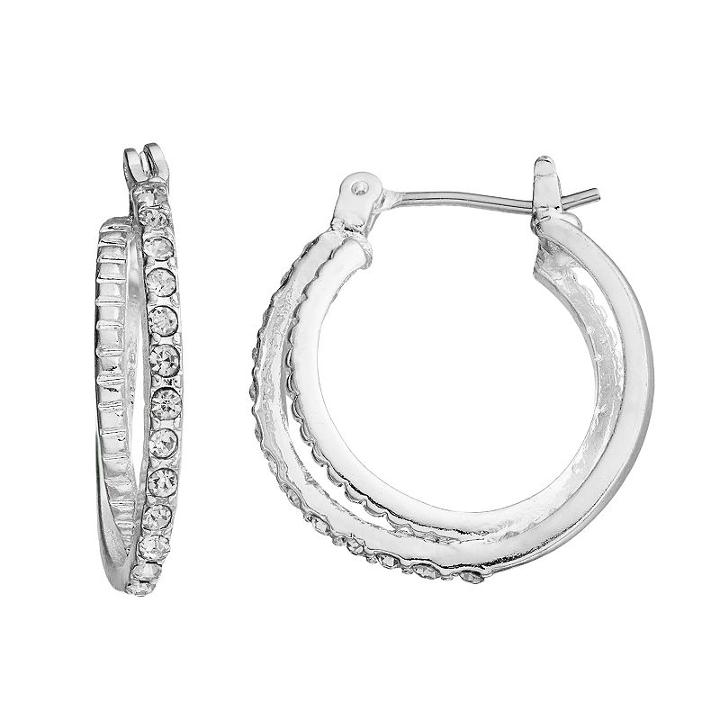 Dana Buchman Crisscross Double Hoop Earrings, Women's, Silver
