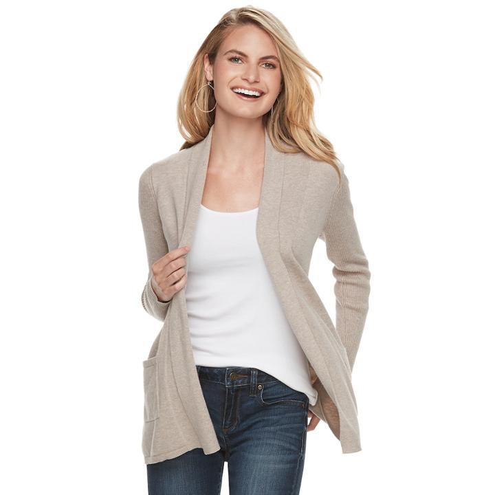 Women's Sonoma Goods For Life&trade; Shawl Collar Cardigan, Size: Medium, Med Beige