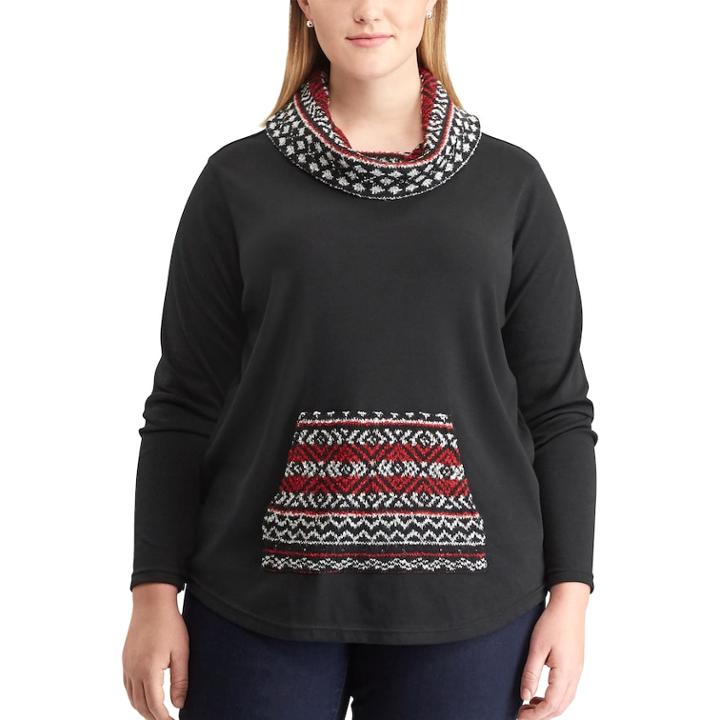 Plus Size Chaps Long Sleeve Knit Top, Women's, Size: 2xl, Black