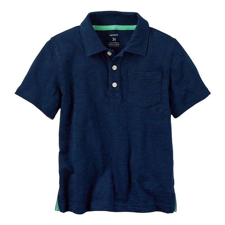 Boys 4-8 Carter's Slubbed Solid Polo, Size: 5, Blue