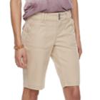 Juniors' Unionbay Blanche Solid Bermuda Shorts, Teens, Size: 15, Beig/green (beig/khaki)
