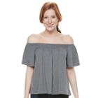 Juniors' So&reg; Smocked Off The Shoulder Top, Girl's, Size: Small, Grey (charcoal)