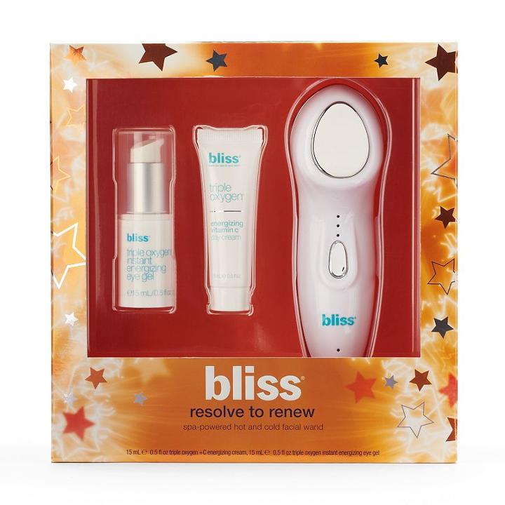 Bliss Resolve To Renew Spa-powered Hot & Cold Facial Wand Kit, Blue/red/ivory (blue/red/cream)