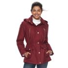 Women's Towne By London Fog Hooded Rain Jacket, Size: Large, Med Red