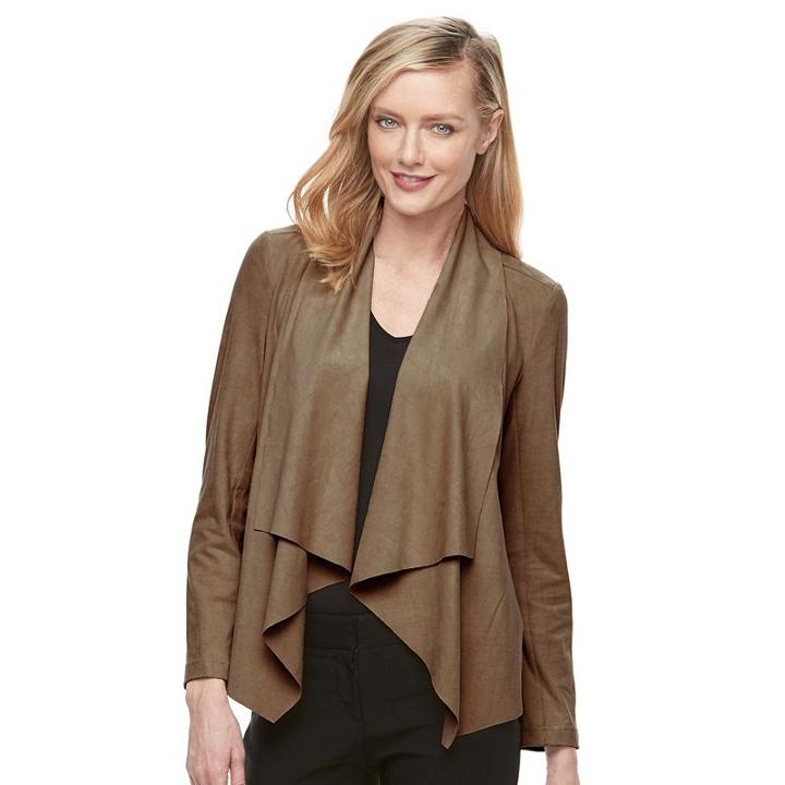 Women's Dana Buchman Faux-suede Jacket, Size: Xl, Brown