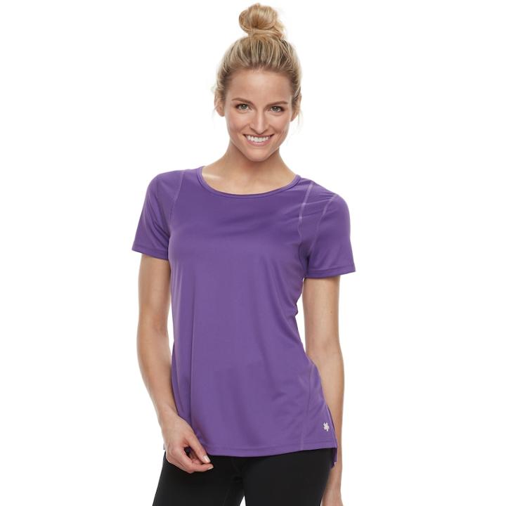 Women's Tek Gear&reg; Performance Base Layer Mesh Panel Tee, Size: Small, Med Purple