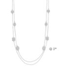 Geometric Illusion Double Row Necklace & Circle Earring Set, Women's, White