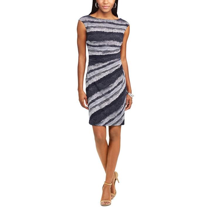 Women's Chaps Chain Print Sheath Dress, Size: Xs, Blue (navy)