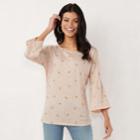 Women's Lc Lauren Conrad Printed Bell Sleeve Top, Size: Xs, Pink