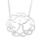 Sterling Silver Scrollwork Initial Necklace, Women's, Size: 18, Grey