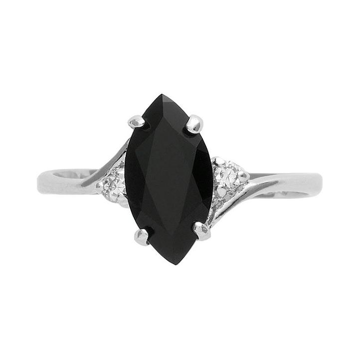 Rhodium-plated Sterling Silver Onyx Ring, Women's, Size: 6, Black