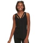 Juniors' Candie's&reg; Cutout Button Front Tank, Teens, Size: Large, Black