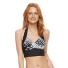 Women's Beach Scene Printed Longline Halterkini Top, Size: 14, Multicolor