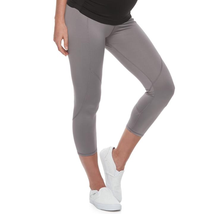 Maternity A:glow Belly Panel Workout Capri Leggings, Women's, Size: Xl-mat, Med Grey