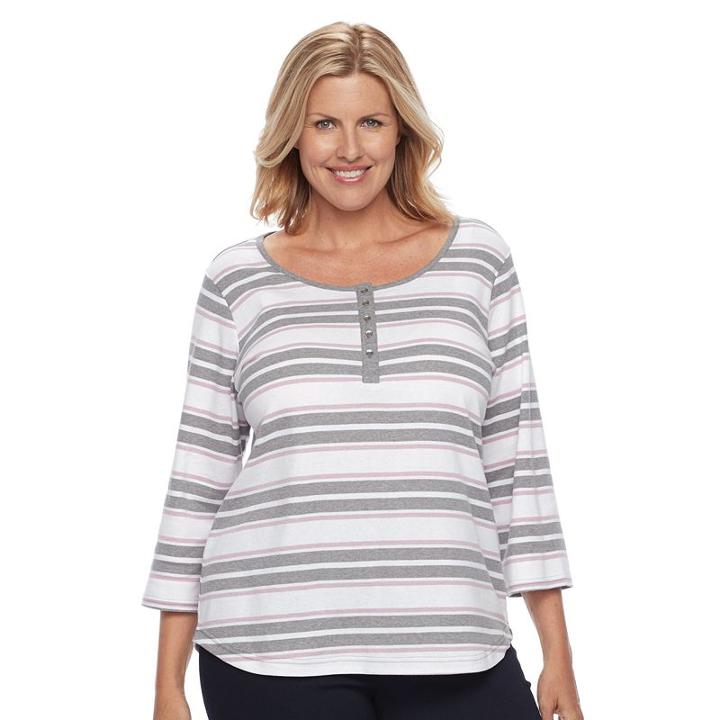 Plus Size Croft & Barrow&reg; Striped Ribbed Top, Women's, Size: 3xl, Lt Purple