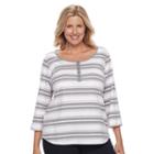 Plus Size Croft & Barrow&reg; Striped Ribbed Top, Women's, Size: 3xl, Lt Purple