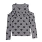 Plus Size Girls 7-16 Harper & Elliott Cold Shoulder Ruffle Chest Tee, Size: Xl Plus, Grey (charcoal)