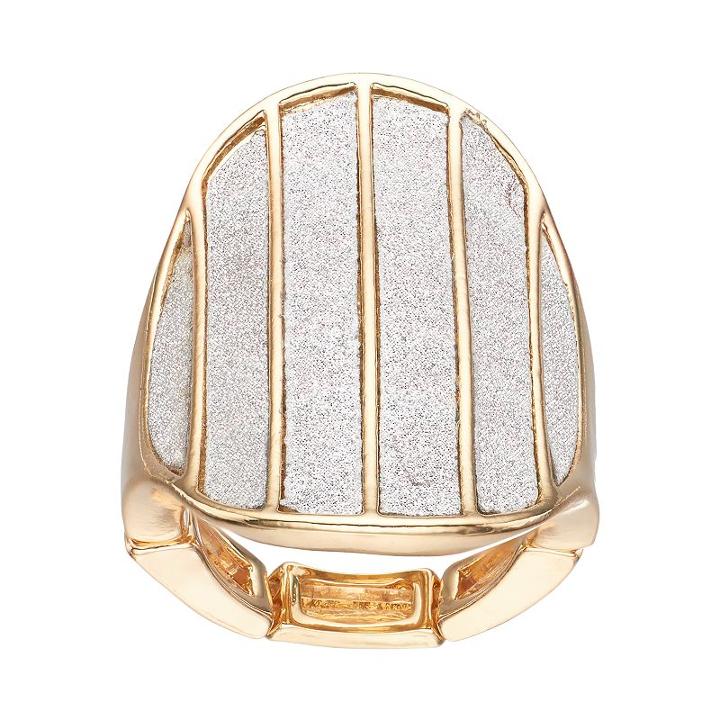 Jennifer Lopez Glittery Oval Stretch Ring, Women's, Size: 7, Gold