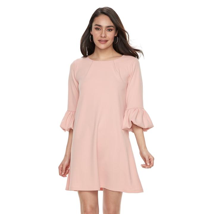 Women's Nina Leonard Balloon-sleeve Shift Dress, Size: Large, Dark Red