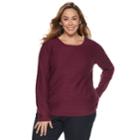 Plus Size Croft & Barrow&reg; Curved Hem Sweater, Women's, Size: 1xl, Dark Red