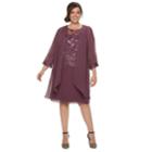 Plus Size Le Bos Sequin Dress & Jacket Set, Women's, Size: 24 W, Purple