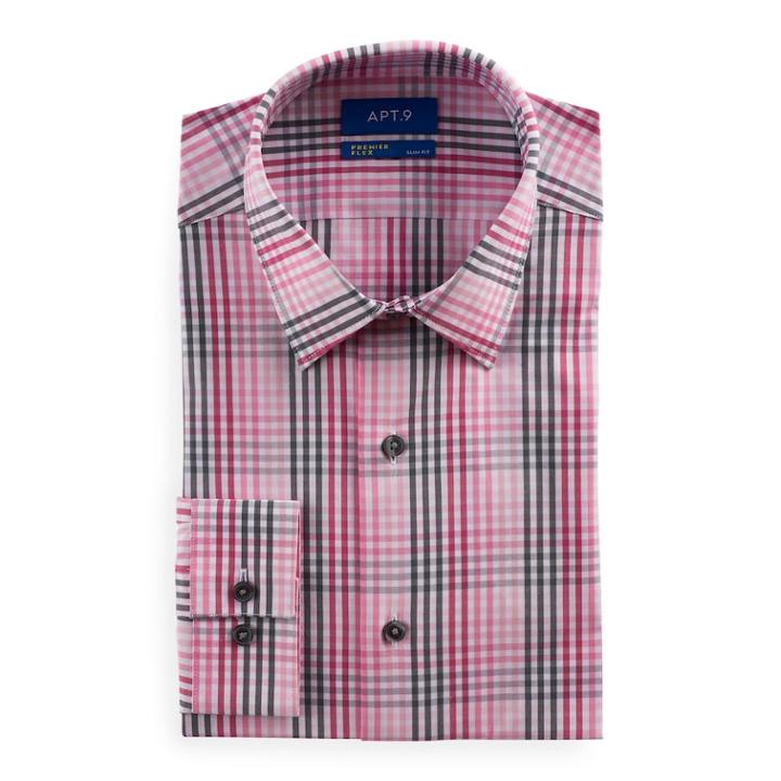 Men's Apt. 9&reg; Slim-fit Flex Collar Dress Shirt, Size: 15.5-34/35, Light Pink