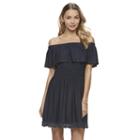 Juniors' Trixxi Eyelet Off The Shoulder Dress, Girl's, Size: Small, Blue