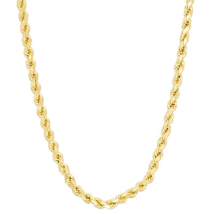 Sterling Silver Rope Chain Necklace - 16 In, Women's, Size: 16, Yellow