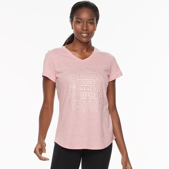 Women's Tek Gear&reg; Dry Tek V-neck Tee, Size: Medium, Med Orange