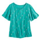 Girls 7-16 Mudd&reg; Flutter Sleeve Criss-cross Front Tee, Size: 14, Turquoise/blue (turq/aqua)