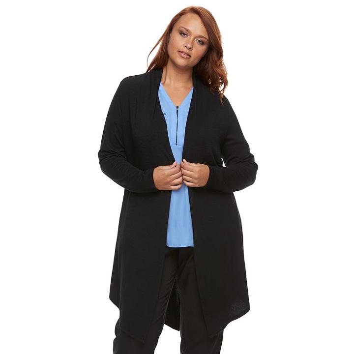 Plus Size Apt. 9&reg; Split Back Cardigan, Women's, Size: 0x, Black