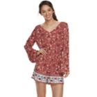 Juniors' Mudd&reg; Printed Bell-sleeve Romper, Teens, Size: Medium, Med Pink