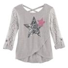 Girls 7-16 Miss Chievous Lace & Sequin Hatchi Tee, Size: Xl, Silver