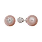 Simulated Pearl & Crystal Front-back Stud Earrings, Women's, Pink