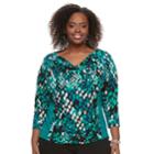 Plus Size Dana Buchman Print Cowlneck Top, Women's, Size: 2xl, Med Green