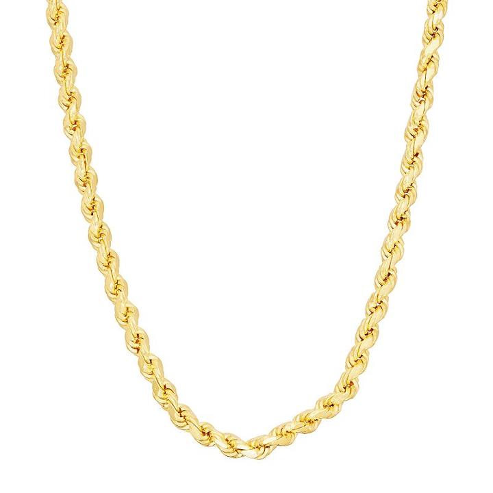 14k Gold Over Silver Rope Chain Necklace - 18 In, Women's, Size: 18, Yellow