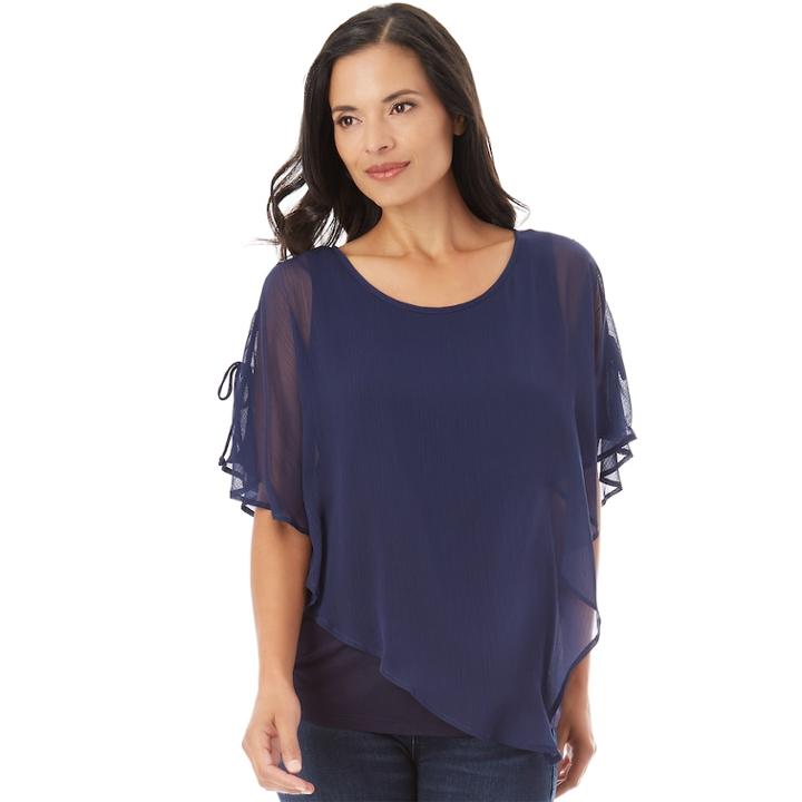 Women's Apt. 9&reg; Textured Chiffon Popover Top, Size: Xl, Blue (navy)