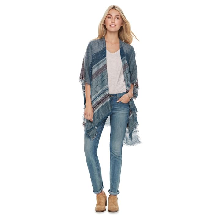 Women's Sonoma Goods For Life&trade; Slubby Striped Kimono, Light Blue